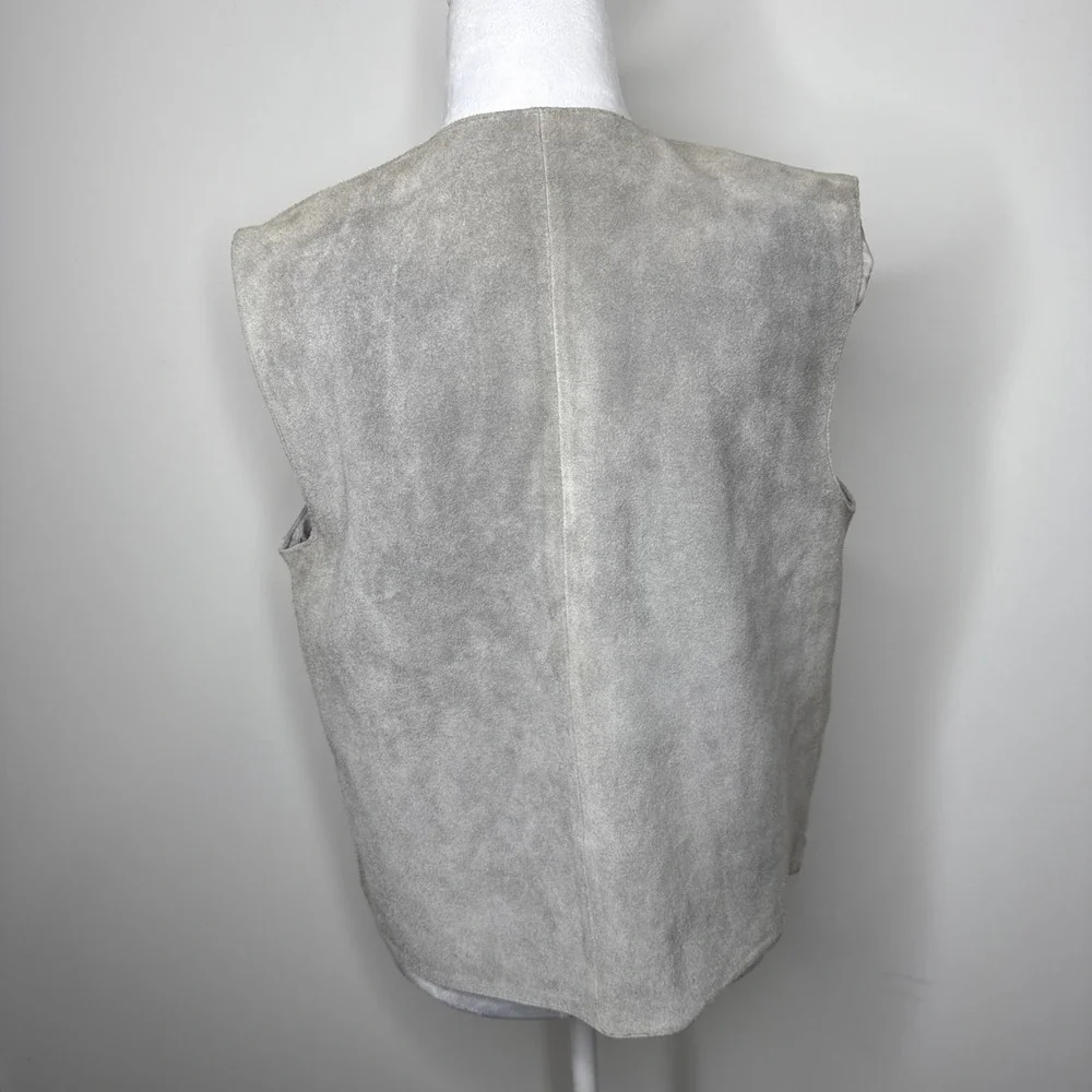 Vintage 70s Leather Suede Vest Womens Large Gray Western Pockets Equestrian‎ L